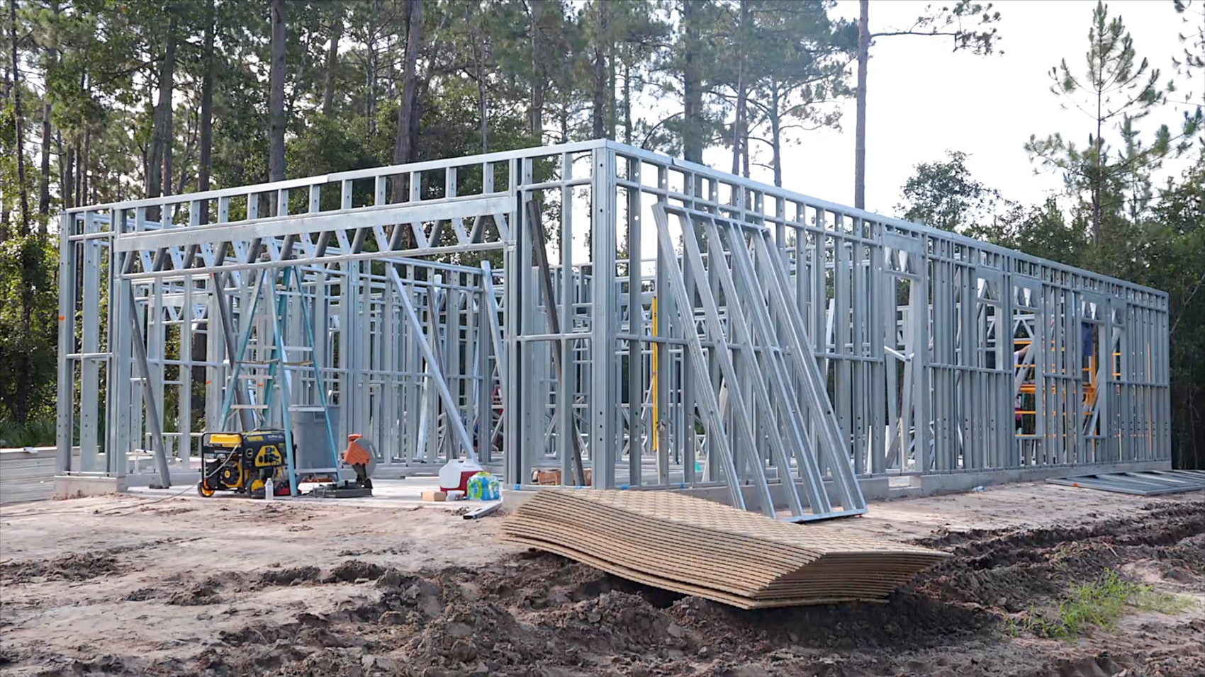 steel frame home first floor nearly complete